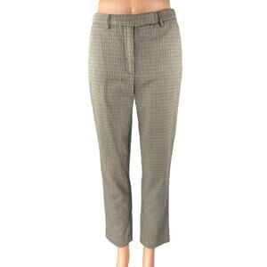 MNG Mango Womens Brown Tan Houndstooth High Waist Trousers Dress Pants Size 4